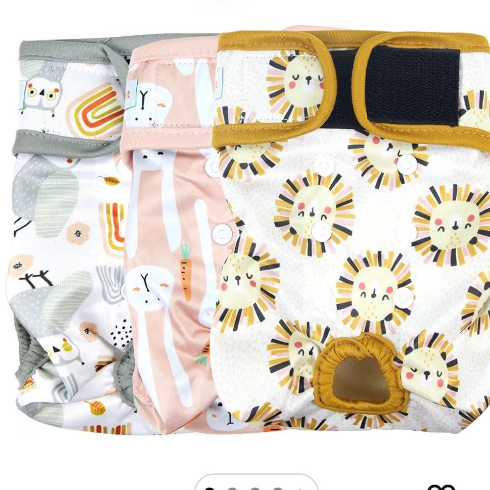 Langsprit Washable Female Dog Diapers (3 Pack) - Doggie Reusable Medium